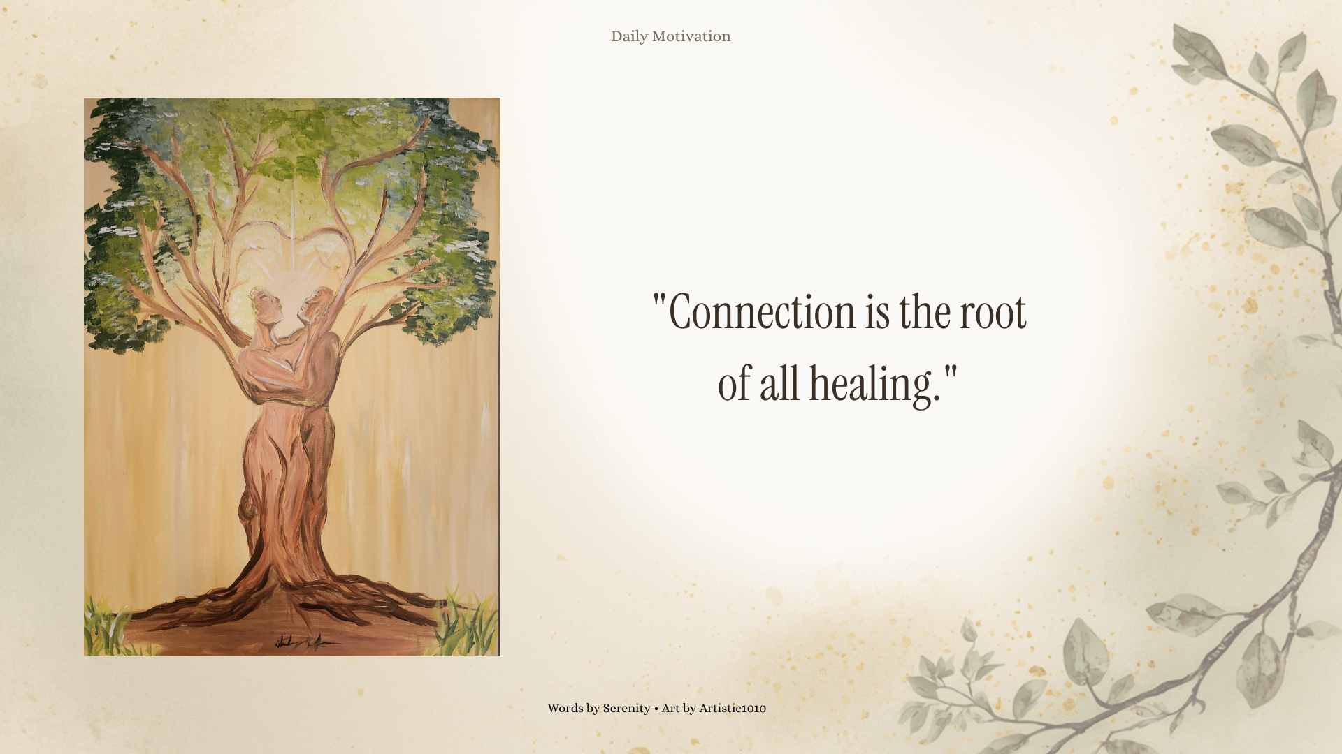 Connection is the root of all healing — Tree of Life desktop wallpaper